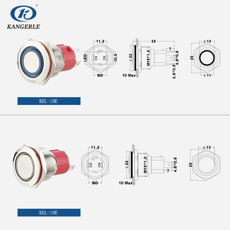 10A 220V ring power LED high head metal push button switch插图