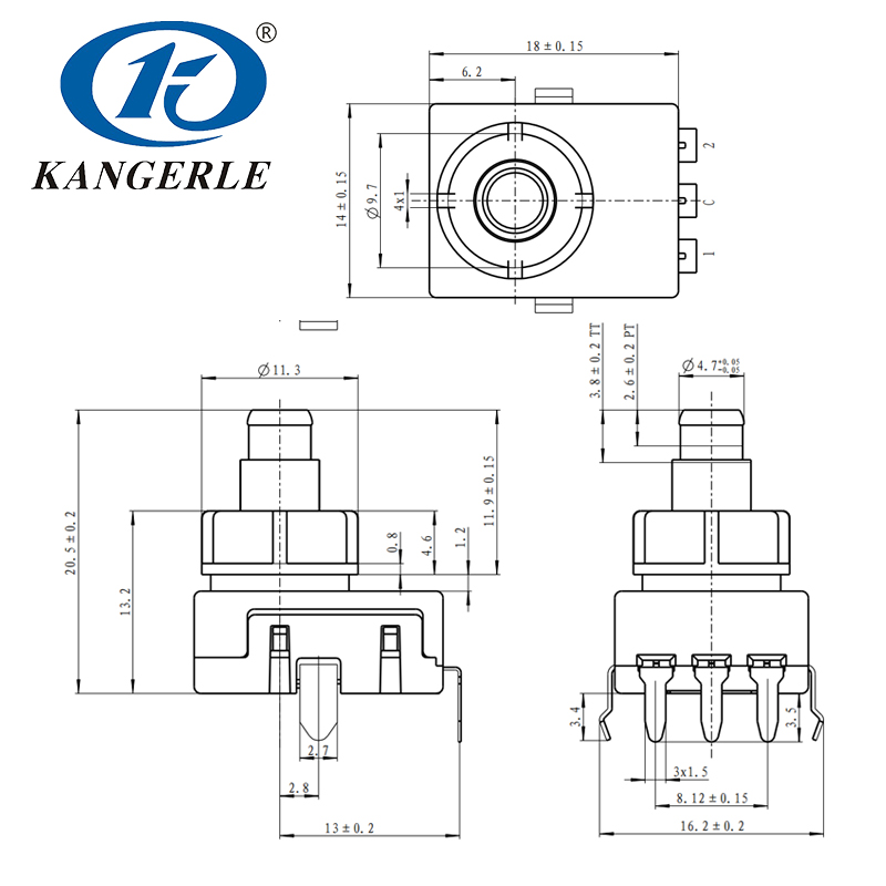 Latching Push Button Switch for Automotive Interior Lights KEL-48C